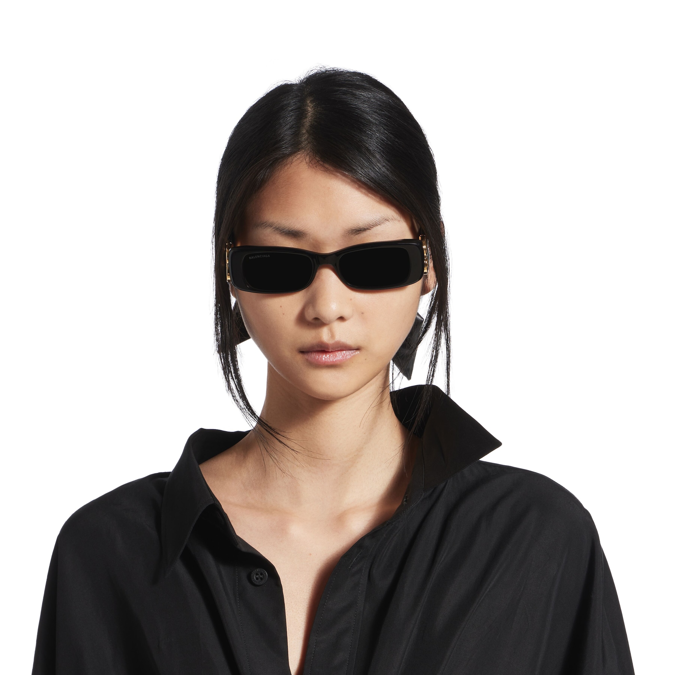 Dynasty Rectangle Sunglasses in Black - Image 4